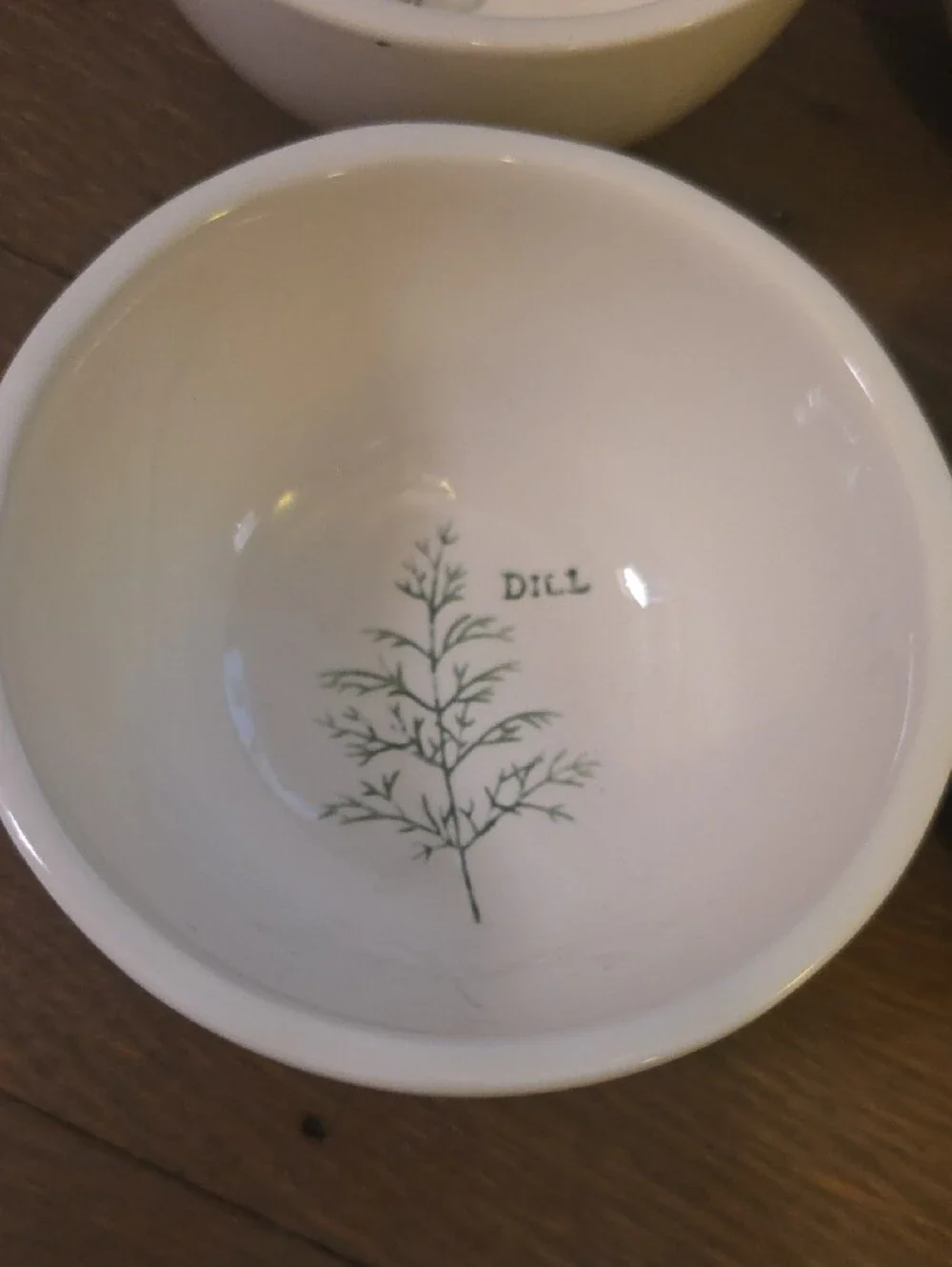 Williams Sonoma White Herb Dipping Bowls with Green Leaf Illustrations Set Of 4